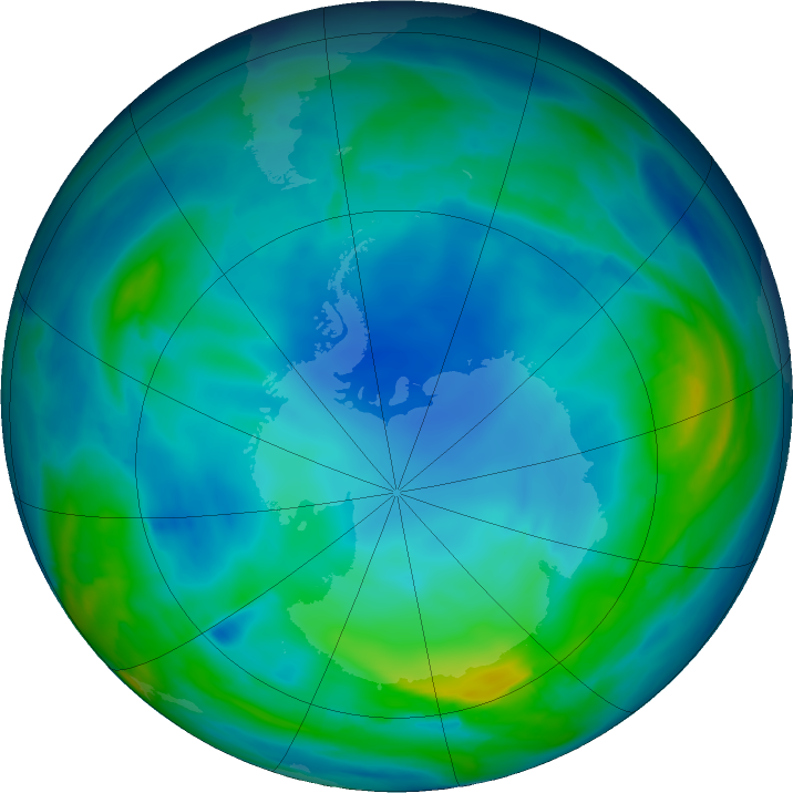 Antarctic ozone map for 07 June 2019